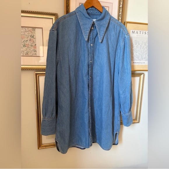 Ganni Blue Denim Shirt Dress with Back Cutouts - Picture 8 of 15